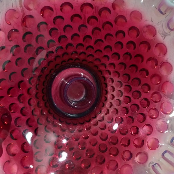 Fenton Plum Opalescent Hobnail Candlestick Holding Bowl - Picture 4 of 10